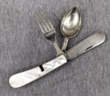 Slater Brothers Hobo knife set incl. a knife, fork, and spoon. The set was made in Sheffield