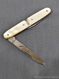 German double blade folding pocket knife with mother of pearl handles. The knife is in good