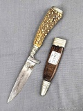 Stag handled German hunting knife is marked Hurnaus Traunstein A.W. Jr. Knife is 7-1/2
