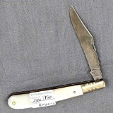 William Rodgers folding pocket knife with mother of pearl handle slabs. The knife is in good