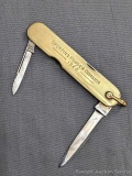 Remington UMC DuPont 1922 Powder Division promotional folding knife with gold plated handles that