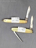 Two Remington folding pocket knives with what looks like gold handles but unmarked. One is marked