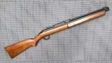 Sheridan model Blue Streak 5mm pellet rifle. Is overall good with light handling marks. Rifle cocks,