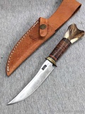 Marbles Outdoors brand, Fixed blade knife with sheath and box. Blade, handle slabs and fittings all