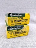 36 Rounds of Remington .17 Rem. ammunition with 25 grain HP bullets.