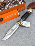 Marbles Outdoors brand Pacca / Stag model fixed knife with sheath and box. Blade, handle slabs, and