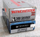 18 Rounds of Winchester and Federal .300 Savage ammunition with PSP bullets.