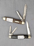 Vintage Schrade and L.F.&C. folding pocket knives. Both knives are in decent condition with fair to