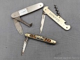 Three folding pocket knives up to 3 3/4