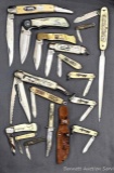 Alaska folding pocket knives by Jowika, Autopoint, Utica, a German made knife, and others.