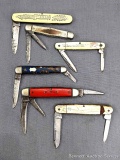 Remington UMC and Remington folding pocket knives for parts or repair. The longest knife measures 3
