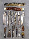 Vintage Remington and Remington UMC folding pocket knife parts incl. handles, several blades,