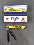Two Green Bay Packers Superbowl XLV Champions pocket knives made by Pride Cutlery come with boxes