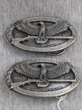 Two Remington 175th Anniversary belt buckles were made in USA and measure about 3-1/4