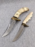 Pair of similar fixed blade knives are about 8-1/2