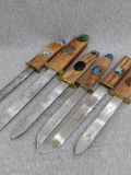 Five unique hand made Northwest Style knives up to about 24
