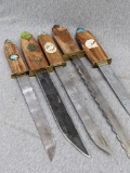 Six unique hand made Northwest Style knives up to about 17-1/2