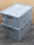 Two sturdy Nesting totes with lids are about 21