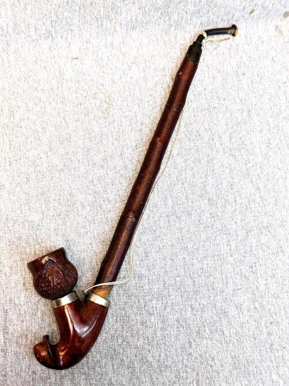 14" long churchwarden style or similar smoking pipe has a removable bowl and stem. No markings