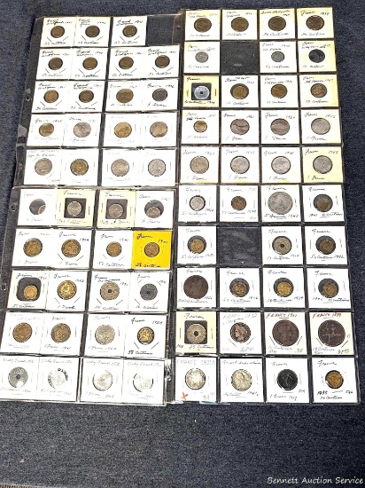 Foreign coins from France with dates back to 1855.