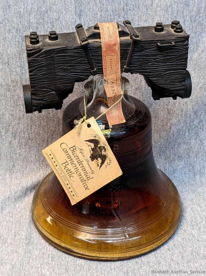 No Shipping. Vintage Bicentennial Liberty Bell Lejon Californian Brandy 4/5 quart. .