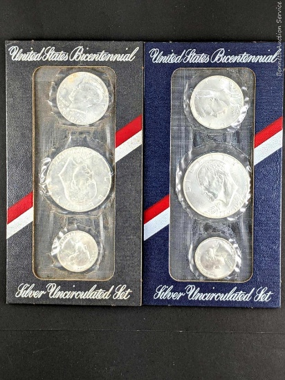 Two US Bicentennial uncirculated silver sets.