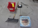 MANURE FORK, THERMOMETER, WATER TANK FLOAT VALVE, FEEDER