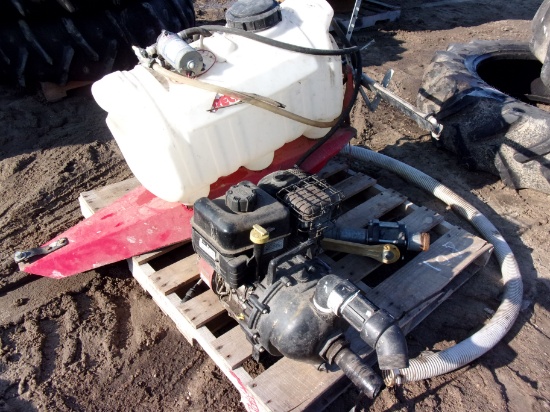 2" GAS TRANSFER PUMP & 12 V. LAWN SPEADER