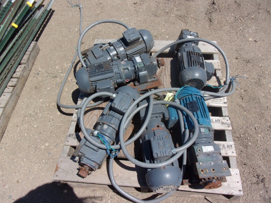 5  1 1/2 H.P  3 PH. ELECTRIC MOTORS W/ 10-1 GEAR REDUCTION
