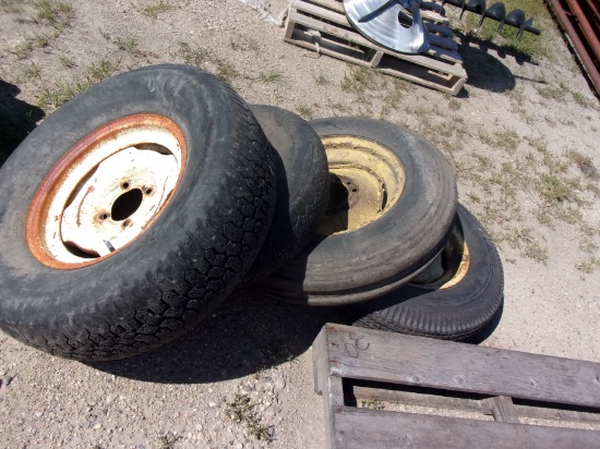 4-13,15,& 16" MISC TIRES ON RIMS
