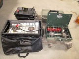 COLEMAN & CAMP CHEF GAS GRILLS; DUTCH OVEN; EMPTY TOOL BOX