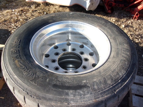 2-445/50R/22.5 SUPER SINGLES ON 10 HOLE AL.RIMS