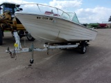 16' OPEN BOW BOAT w/115 H.P. 2 STROKE MECURY OUTBOARD, Spartan trl.