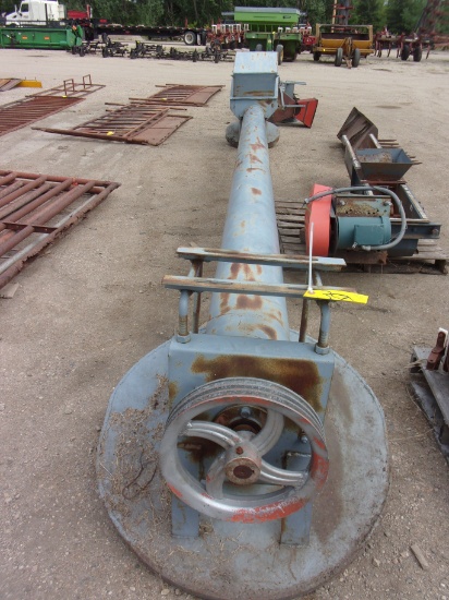 10" X 18' OVERHEAD BIN TO BIN AUGER & 10" X 15' U TROUGH BIN TO BIN AUGER w/ motor + POWER HEAD