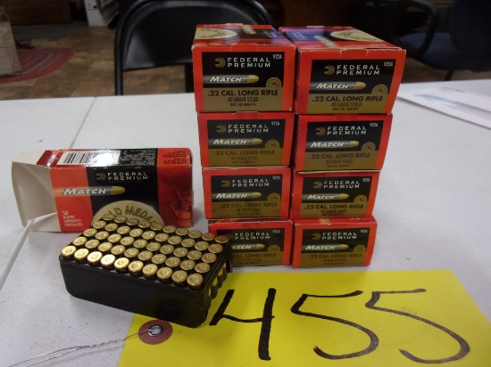 9-BOXES FEDERAL PREMIUM .22 LONG RIFLE, 40 gr., (450 rds.)
