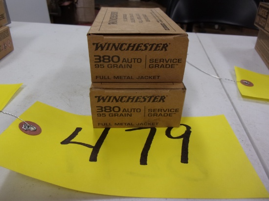 2-BOXES WINCHESTER 380 AUTO, full metal jacket, service grade, 95 gr., 100 rds.