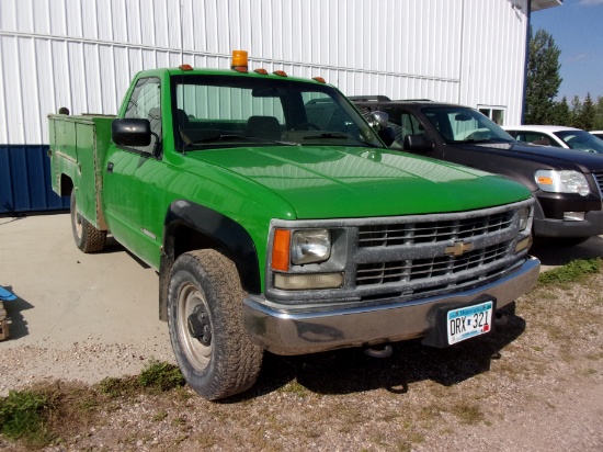 1994 CHEV. 3/4 T. SERVICE PICKUP, 350, auto, utility box