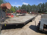 7' X 28' 4 PLACE TRI-AXLE, V NOSE SNOWMOBILE TRAILER, 5' rear flip down ramp & frt. unloading ramp.