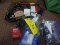 FILET KNIFE, FLASHLIGHTS, LEATHERMAN, TOTE MISC. ROPE, 2 FLASKS, HEAD BAND LIGHTS