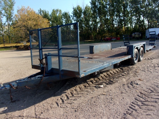 28'x 90" TANDEM AXLE TRL., 7000 # axles, flip up ramps, 2" ball hitch, no title