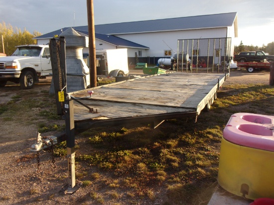 7 1/2' x 24' TRIPLE AXLE 4 PLACE SNOW MOBILE TRAILER,  full width flip up ramp, perm lic.