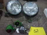 2 VINTAGE TRACTOR LAMPS & 3 FENDER TAIL LIGHTS (12 & 6V)