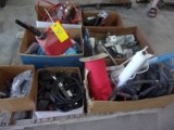 2-CRATES ELEC. BOXES,SPOOL OF NYLON ROPE,SPEAKERS, LIGHTS,GAS JUG,PRY BARS,JUMPER CABLES, ETC.