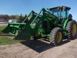 2010 J.D. 6115D MFWD TRACTOR, w/ 673 J.D. SELF LEVELING LOADER w/ 7' bucket,