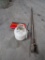 TRIANGLES, GREASE GUN, LONG HANDLED POST HOLE DIGGER, 2 ADJUSTABLE STANDS