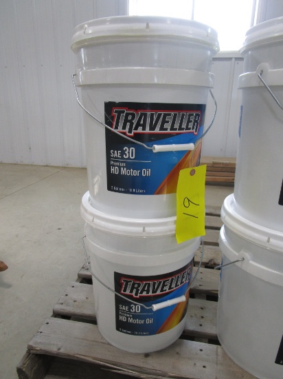 2-5 GALLON PAILS OF TRAVELLERS 30 WT. OIL