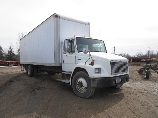 2002 FREIGHTLINER FL 70 SINGLE AXLE w/ 28' VAN BODY, 3126 Cat diesel, auto, 22.5 rubber, 2- 1550