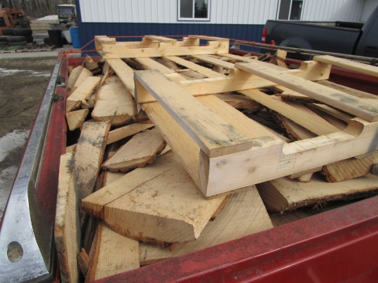 8' PICKUP BOX FULL OF WHITE OAK SLAB WOOD (WOOD ONLY)  box trailer sold lot 38