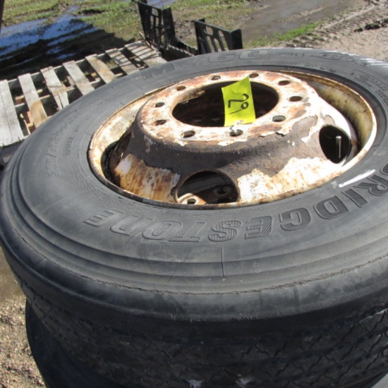 4 - 22.5 low pro tires Mounted on steel wheels