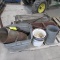 WOOD CRATE, 5 PAILS & TUB, 2 ANCHORS,, SMALL FEEDER, HAMNE